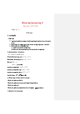 Đề ôn tập hè Toán Lớp 6 - Năm học 2017-2018